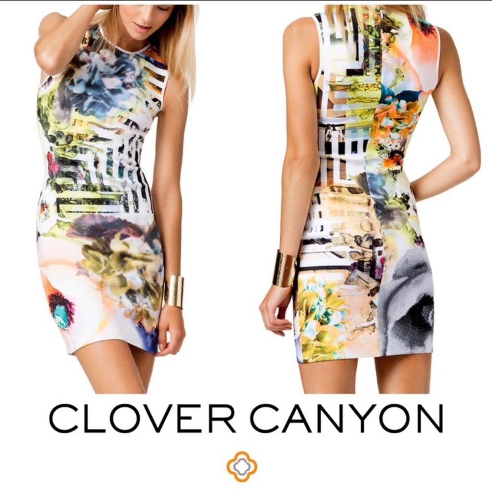 Clover Canyon Floral Maze Print Bodycon Mini Dress XS